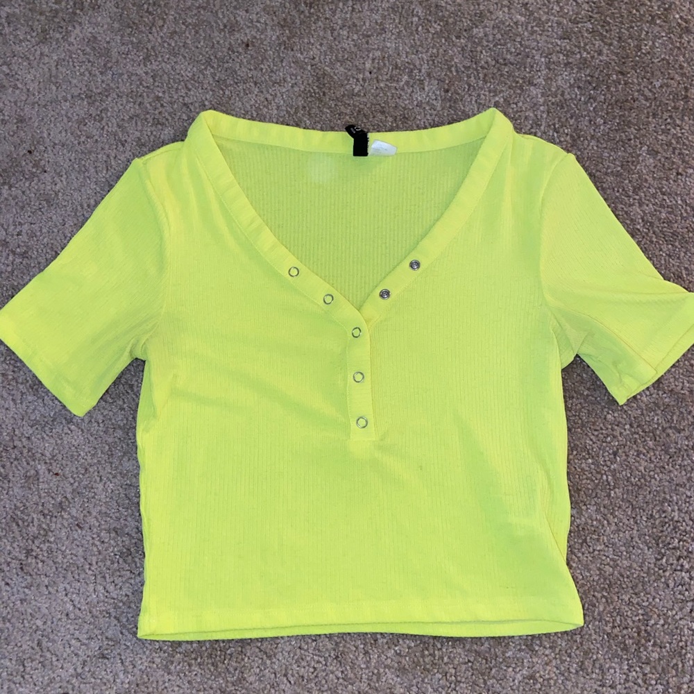 HM NEON YELLOW CROP TOP